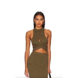 Camila Coelho Macadamia Crossover Top in Army Green